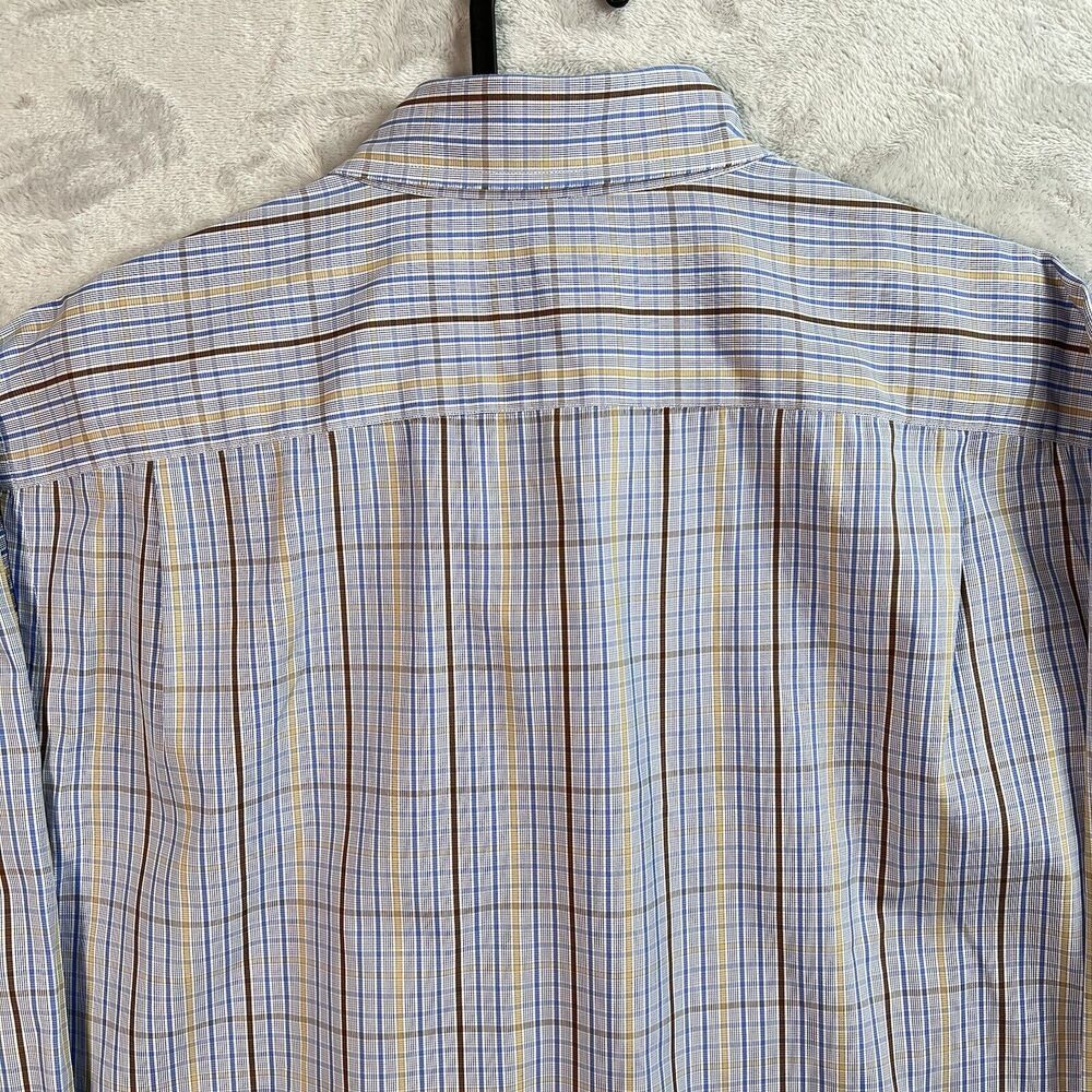 Turnbull & Asser‎ Bespoke Mens Dress Shirt XL?*READ Blue Plaid Button Down - Picture 15 of 16